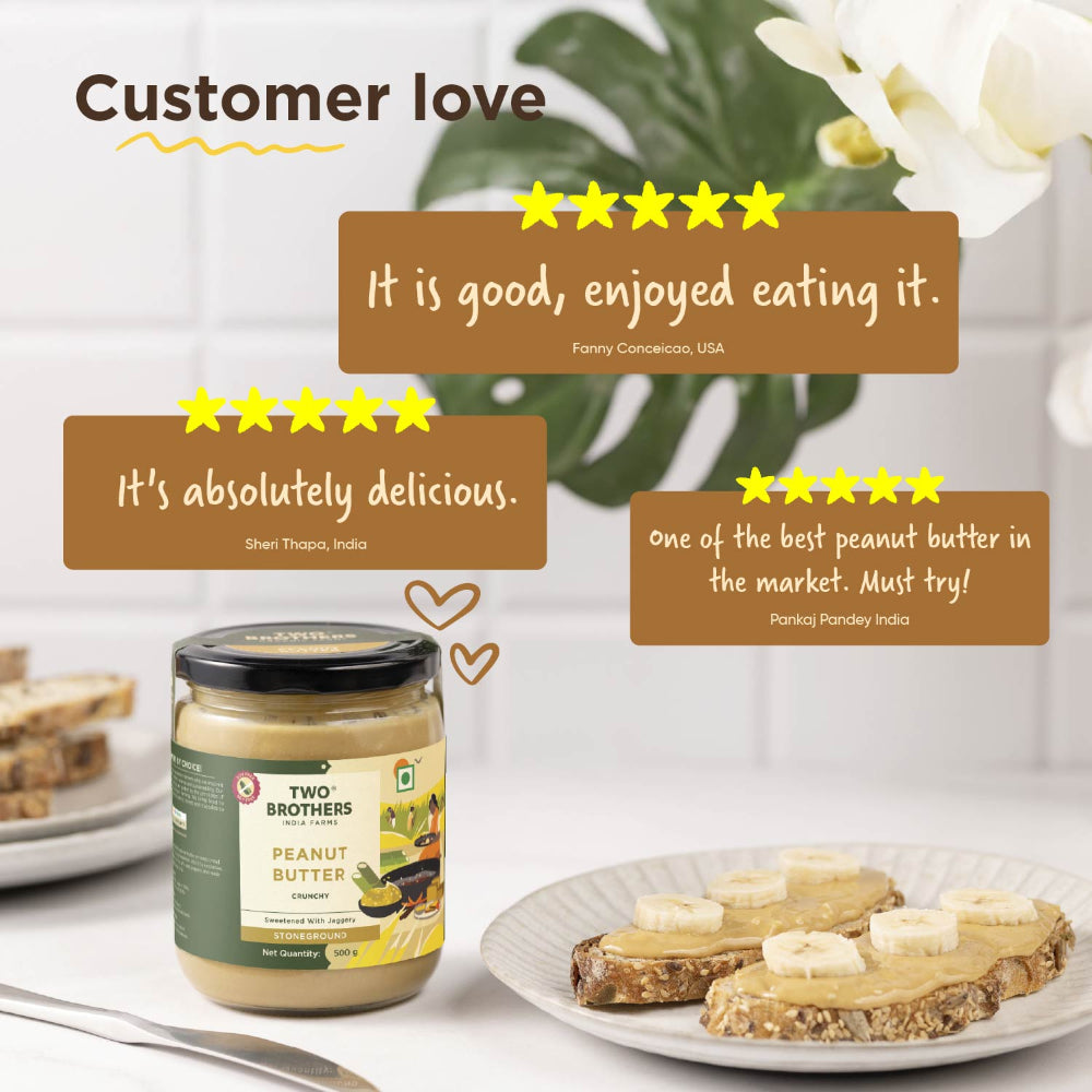 Two Brothers India Farms Peanut Butter, Crunchy with Jaggery, Stoneground