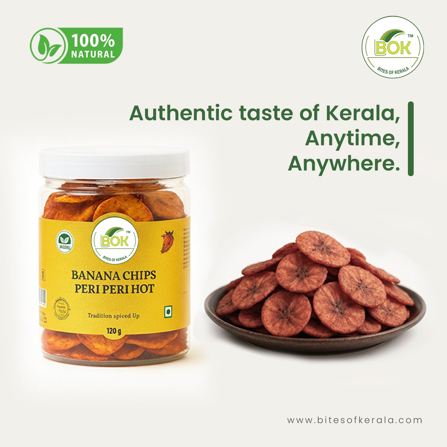 Bites Of Kerala Banana Peri-Peri Hot- 120G