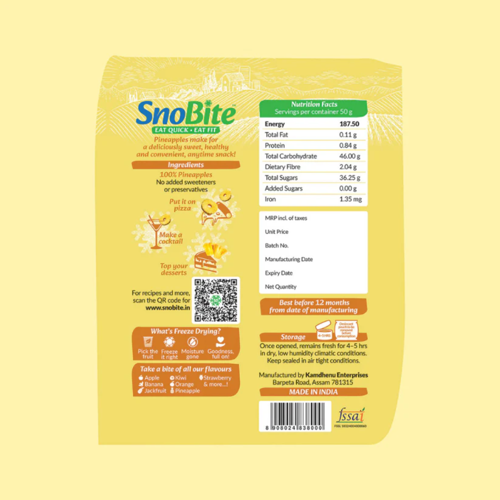 SnoBite Large Share Pack - Pineapple, Jackfruit, Strawberry Stand-up Ziplock Pouch