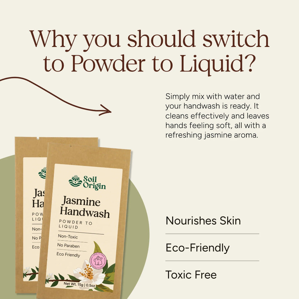 Soil Origin Powder to Liquid Handwash (Jasmine), Toxic Free