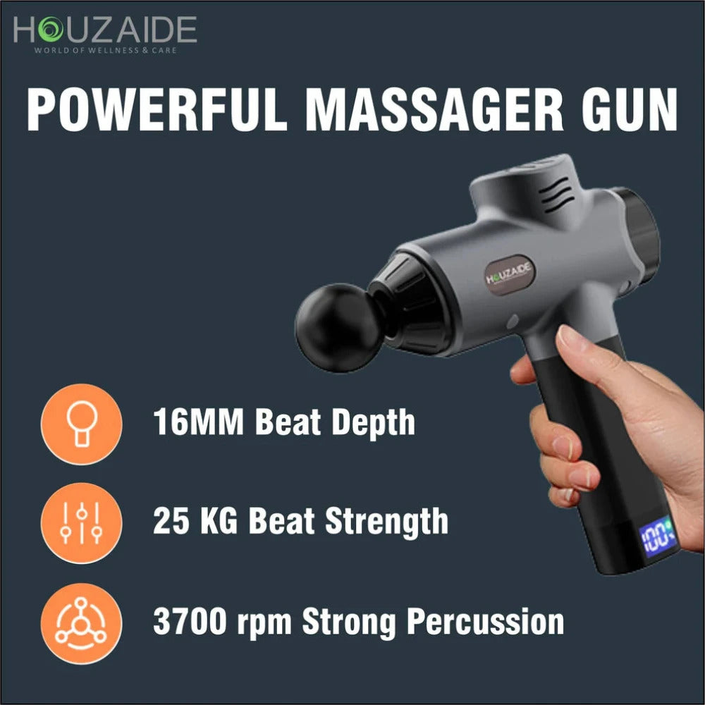 Houzaide Vajra Pro Massage Gun with Heat and Cold Therapy, Jade Stone Head - Handheld Deep Tissue Muscle Massager for Pain Relief