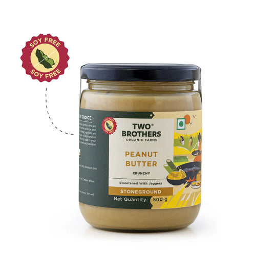 Two Brothers Organic Farms Peanut Butter, Crunchy with Jaggery, Stoneground 500 Gms