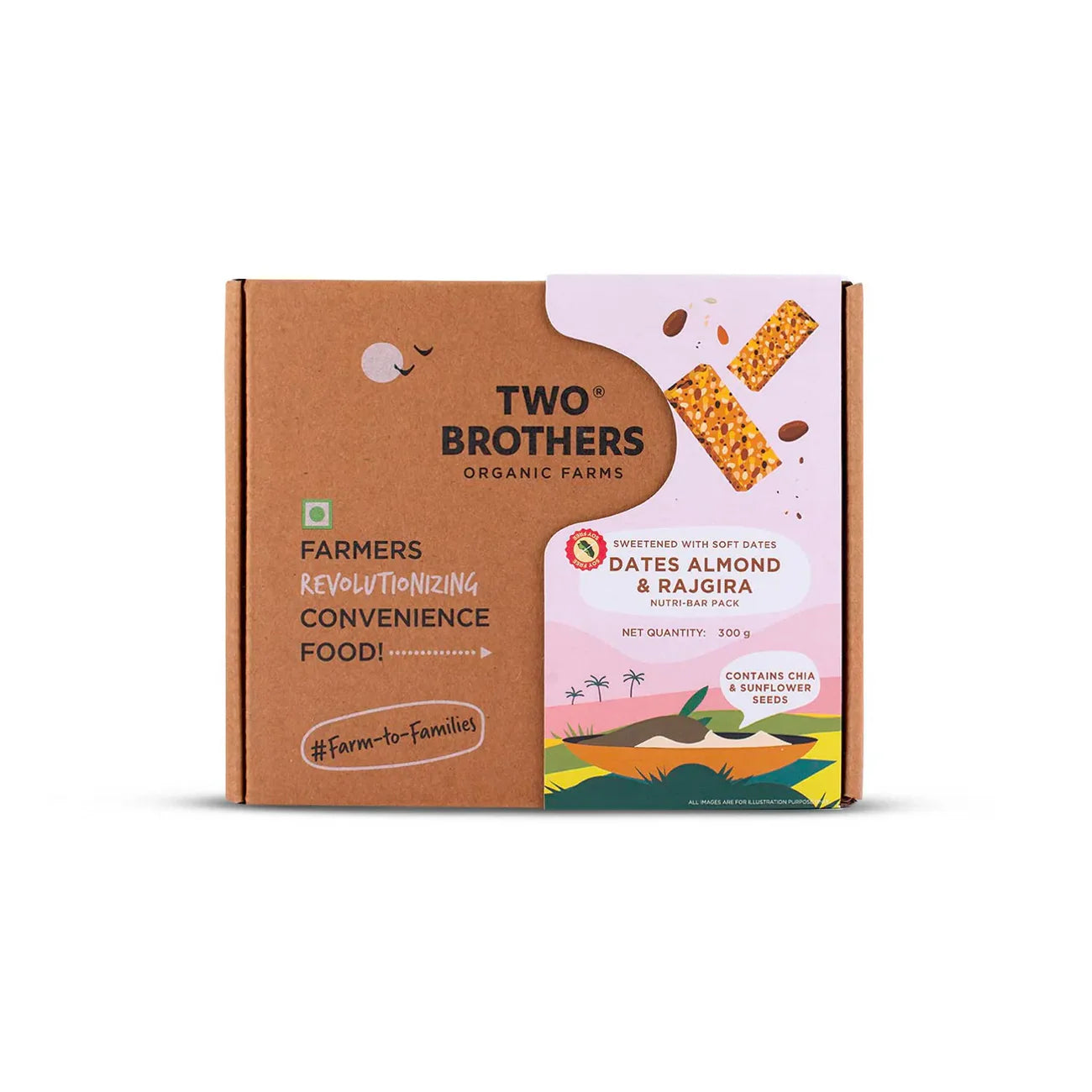 Two Brothers Organic Farms Dates Almond & Rajgira Nutri-bar Pack - 9 bars