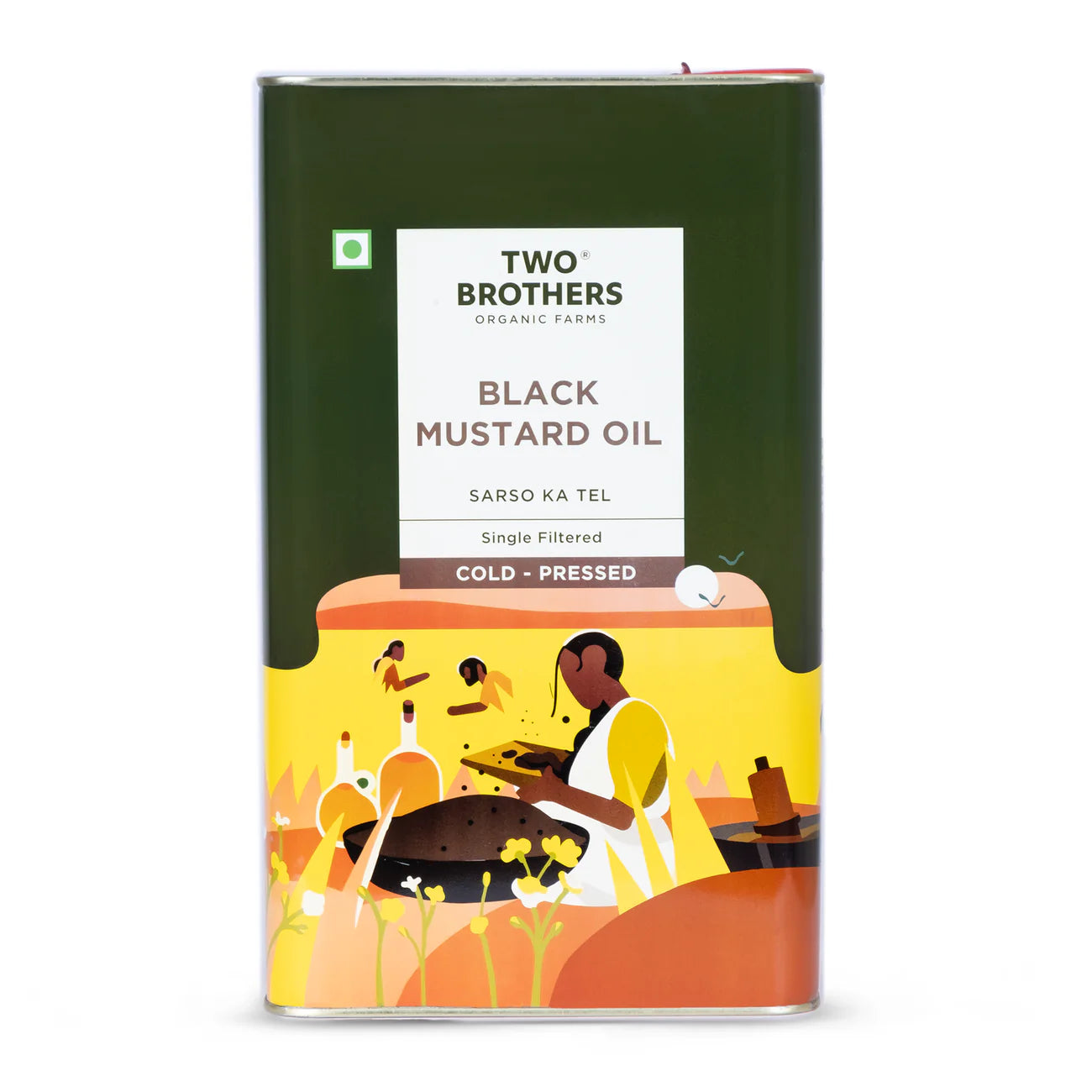 Two Brothers Organic Farms Black Mustard Oil I Cold-Pressed 5 Ltr Tin Can