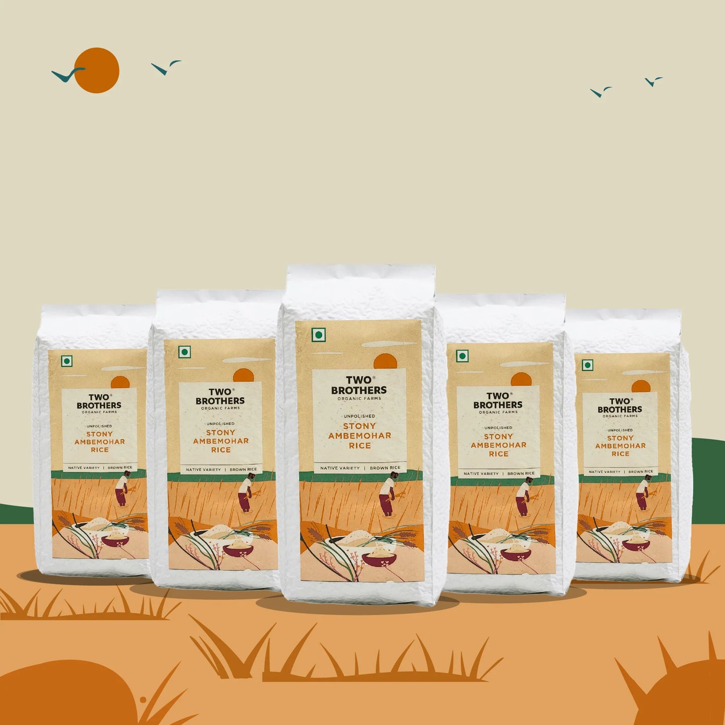 Two Brothers Organic Farms Stony Ambemohar Rice (Unpolished) - 1kg