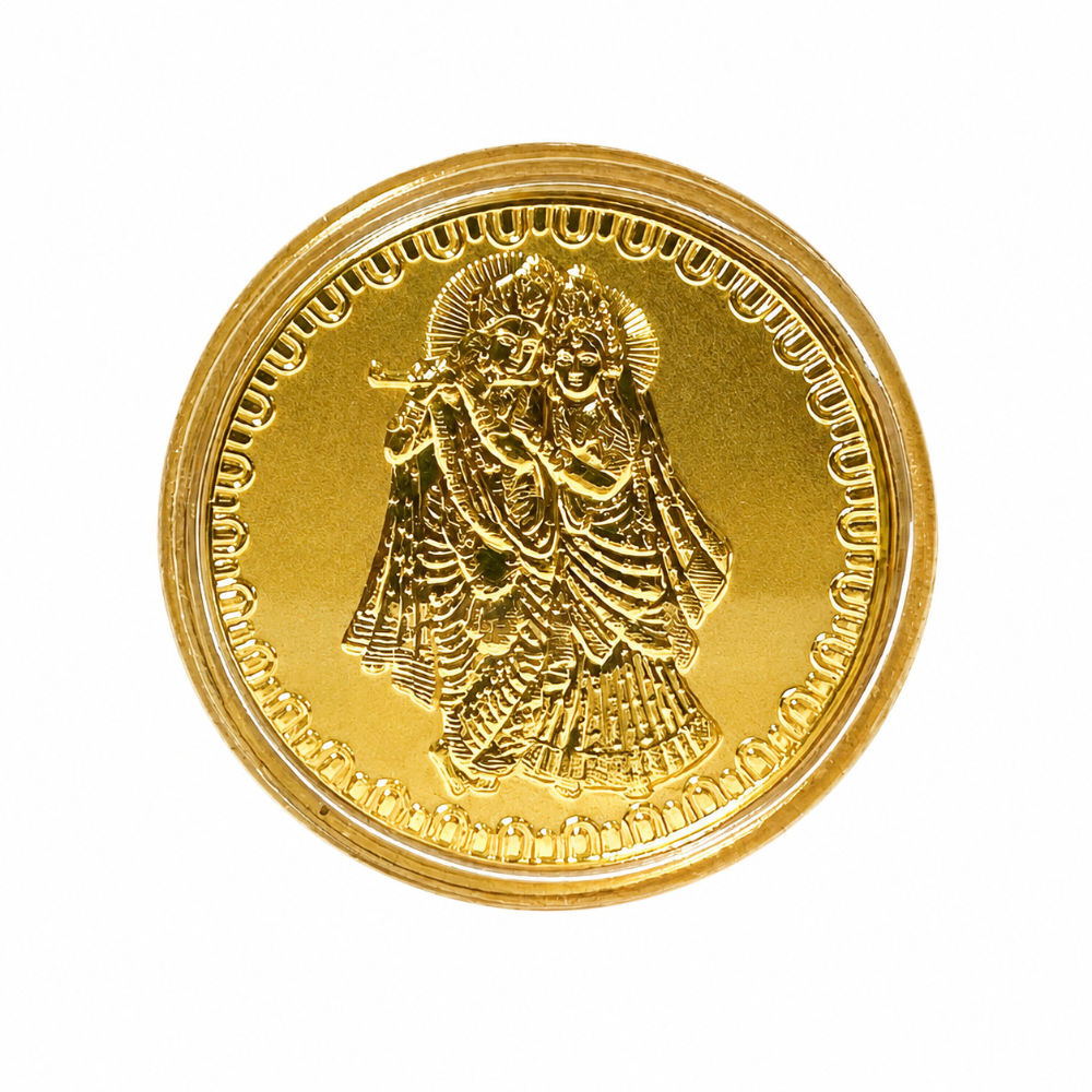 Khyaal Divine Collection-0.5 gms 24KT Gold Radha Krishna Foil Coin