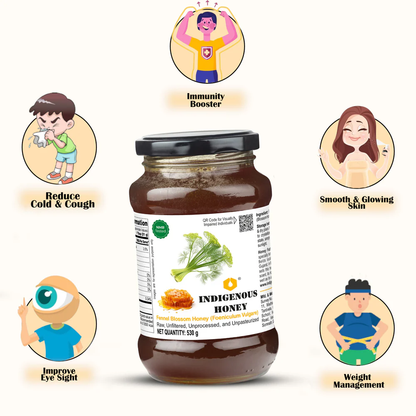 Indigenous Honey Natural Raw Fennel Honey - Unpasteurized, Unfiltered Delight