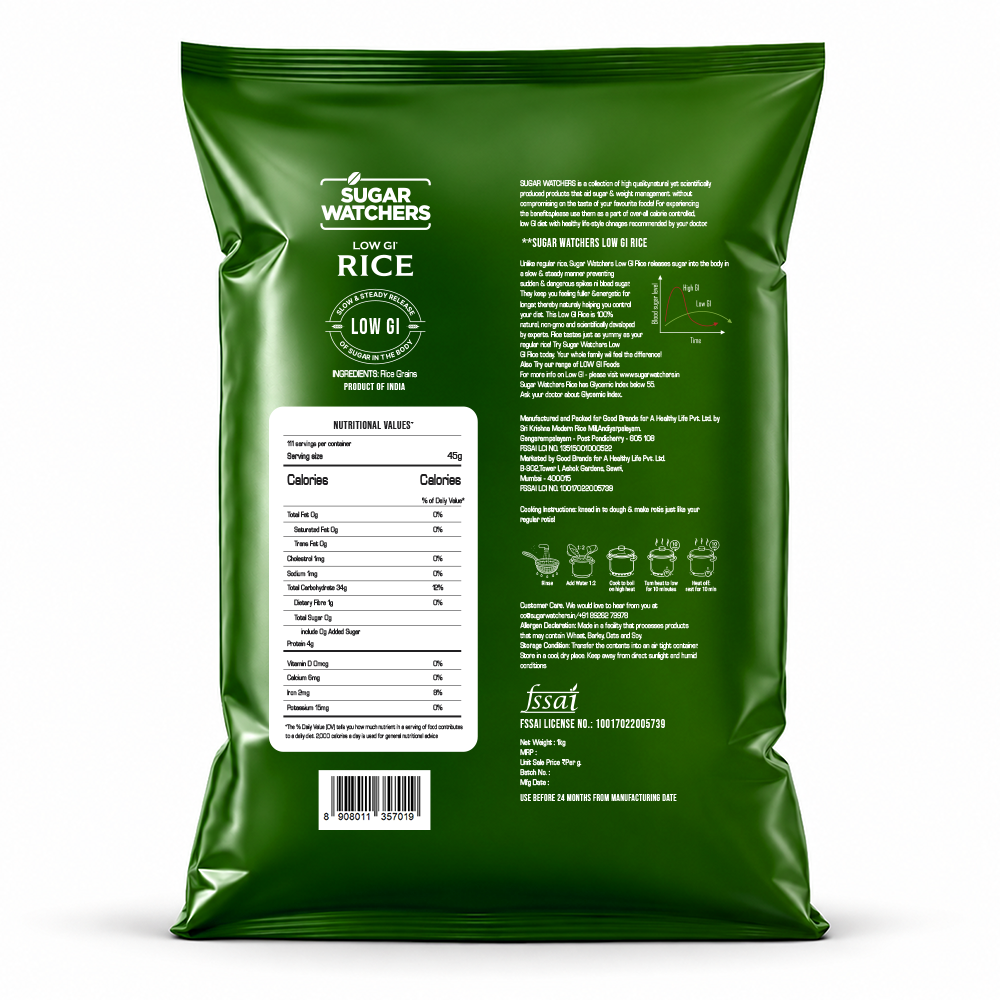 Sugar Watchers Low GI Rice - Diabetic Friendly Rice