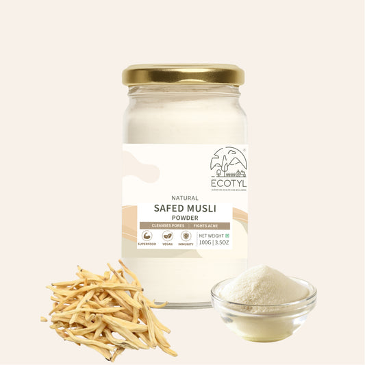 Ecotyl's Safed Musli Raw Powder (100%) - 100g