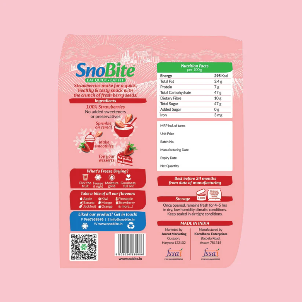 SnoBite Strawberry Stand-up Ziplock Pouch