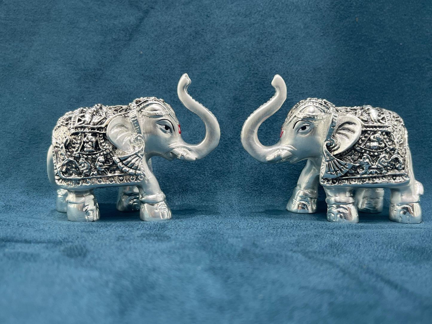 999 Silver Cladded Pair of Elephants  (White Finish & Emry Finish)