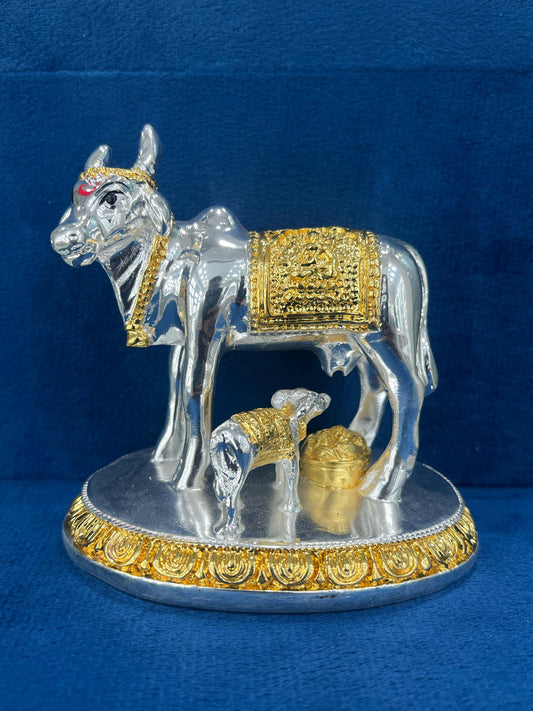 999 Silver Cladded Kamdhenu with Calf