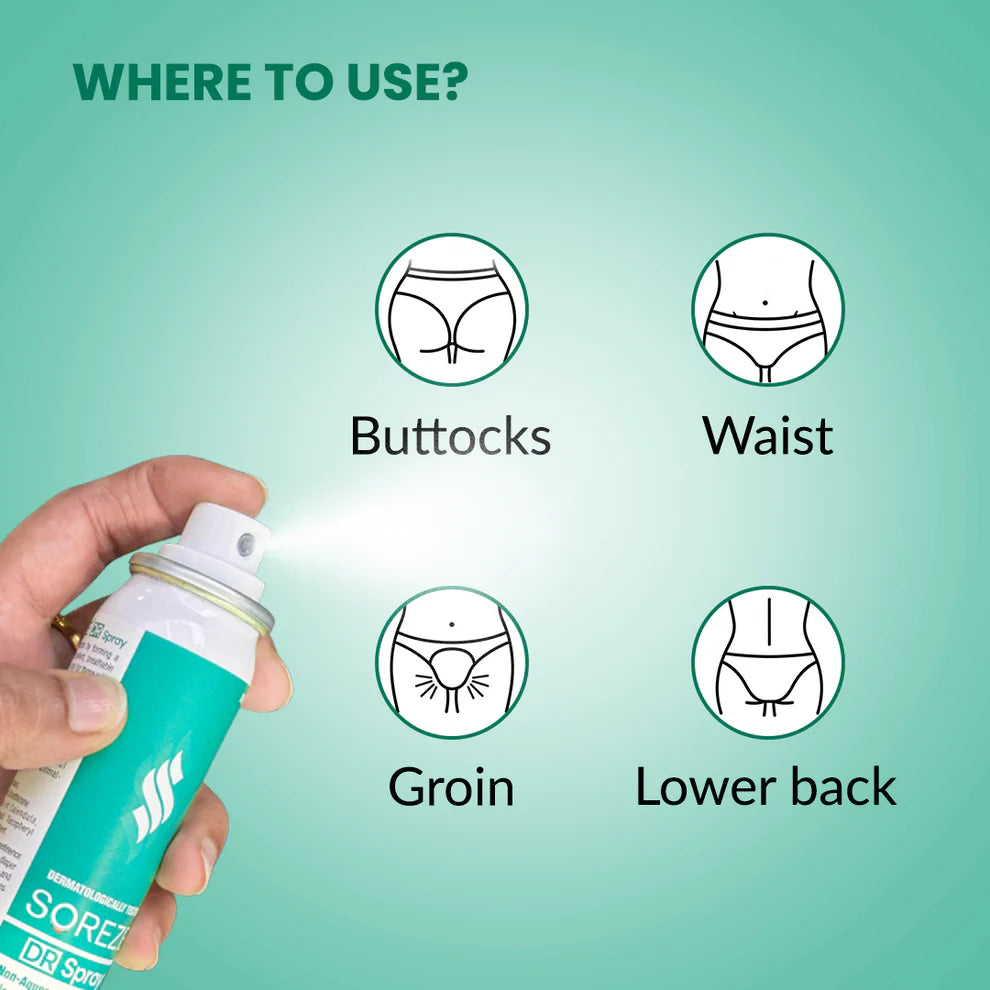 SOREZE DR Spray | Anti-Diaper Rash Spray for Treatment and Prevention of Diaper Rashes in Seniors & Babies