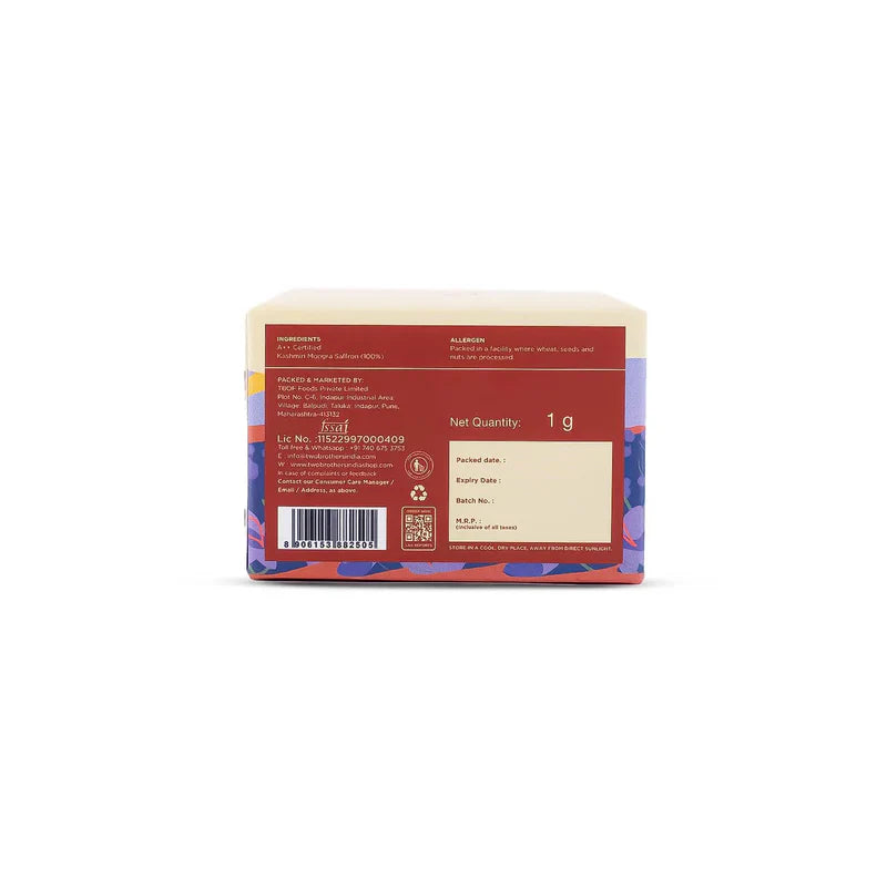 Two Brothers Organic Farms Kashmiri Mongra Saffron 1g