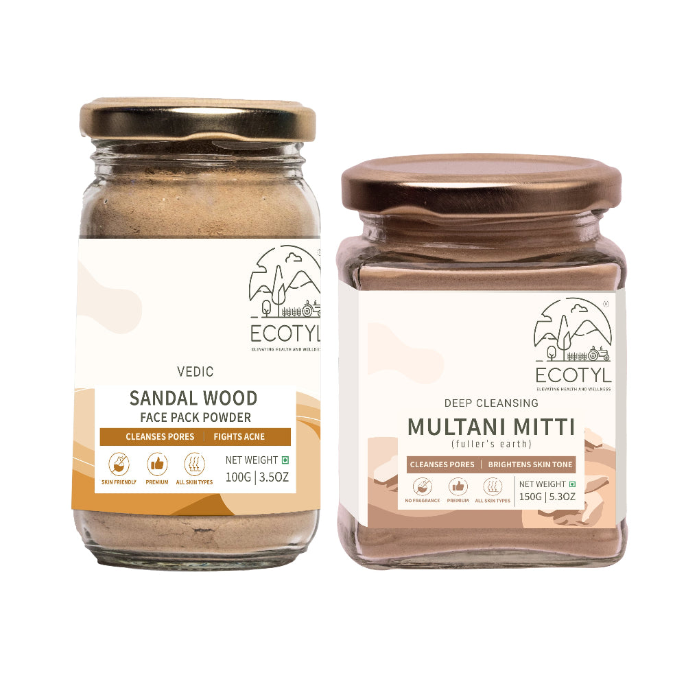 Ecotyl Face Pack Combo - Sandal Wood Face Pack Powder and Multani Mitti