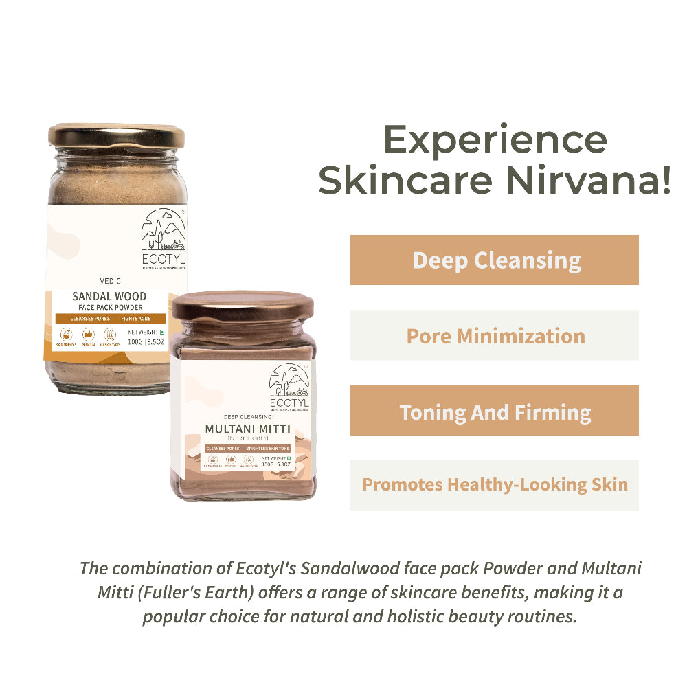 Ecotyl Face Pack Combo - Sandal Wood Face Pack Powder and Multani Mitti