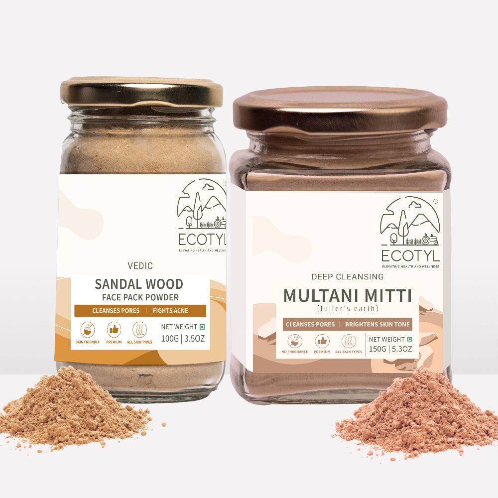 Ecotyl Face Pack Combo - Sandal Wood Face Pack Powder and Multani Mitti