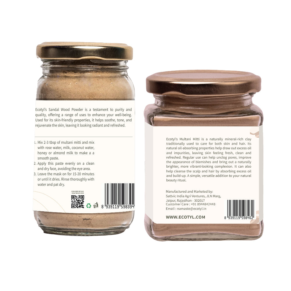Ecotyl Face Pack Combo - Sandal Wood Face Pack Powder and Multani Mitti
