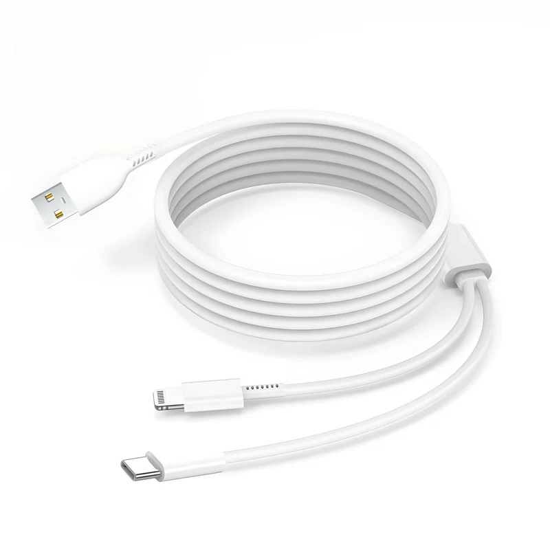 LA' FORTE 2 in 1 PVC Soft and Superior 1.3 m- (Compatible with Type C and Iphone ) White