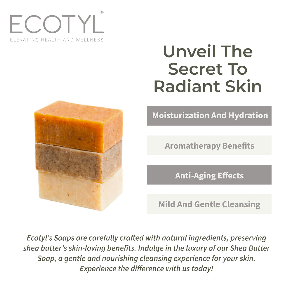 Ecotyl Shea Butter Soaps - Ubtan, Rose & Coffee Set of 3