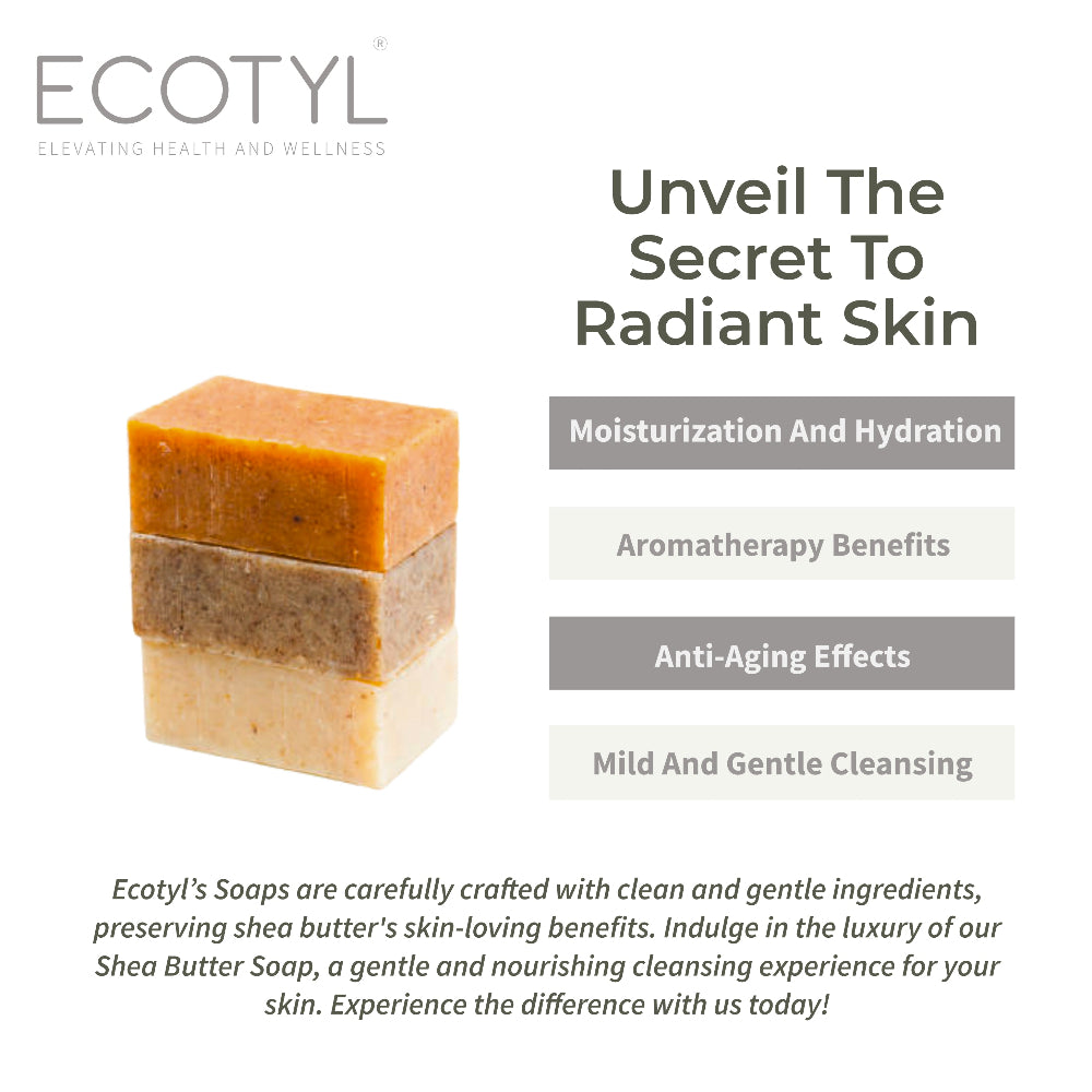 Ecotyl Shea Butter Soaps - Ubtan, Rose & Coffee Set of 3