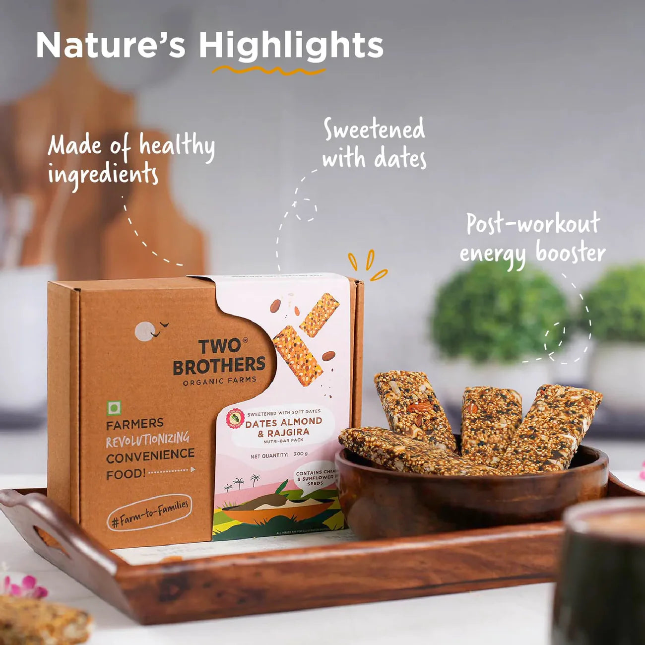 Two Brothers Organic Farms Dates Almond & Rajgira Nutri-bar Pack - 9 bars