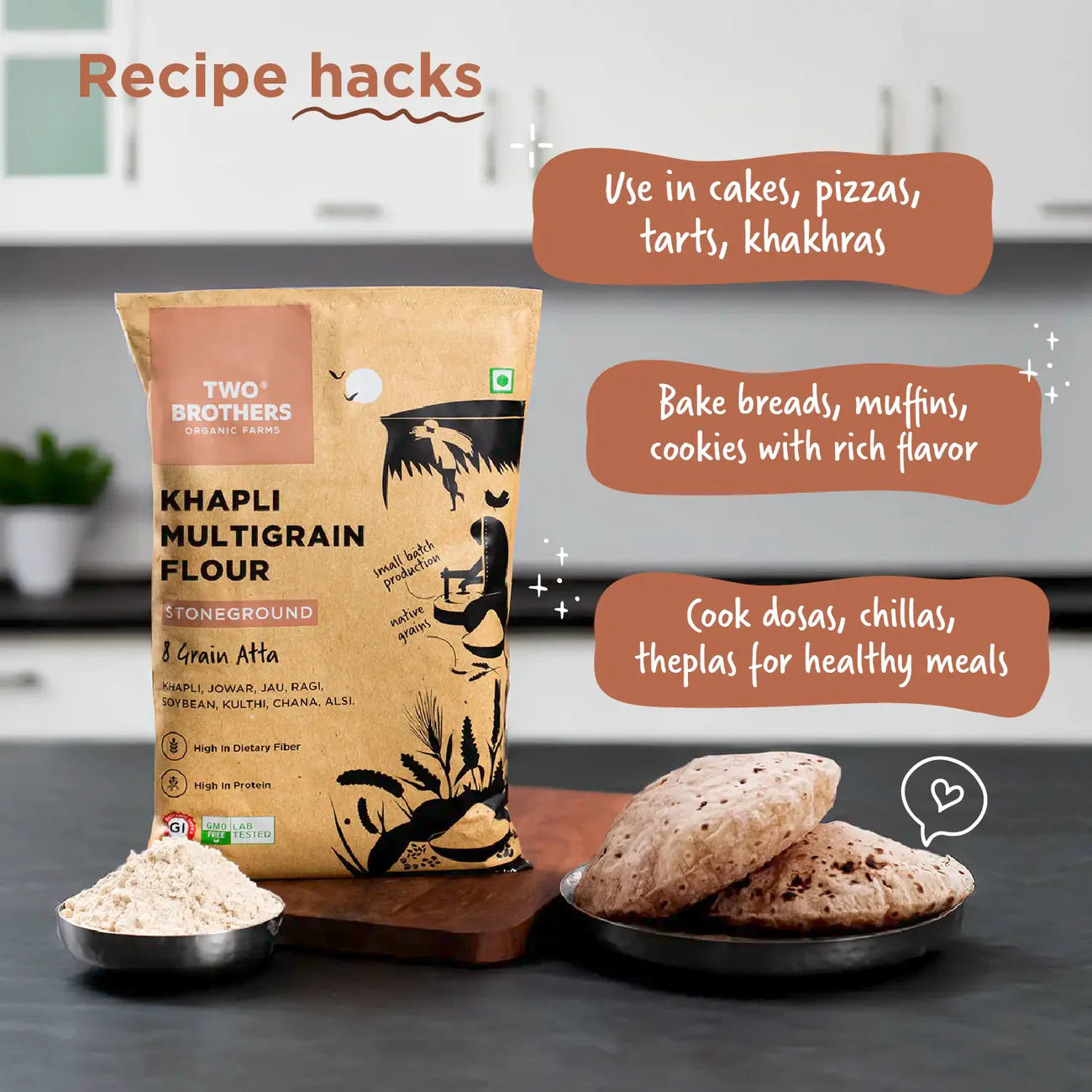 Two Brothers Organic Farms Khapli Multigrain Atta - 5Kg