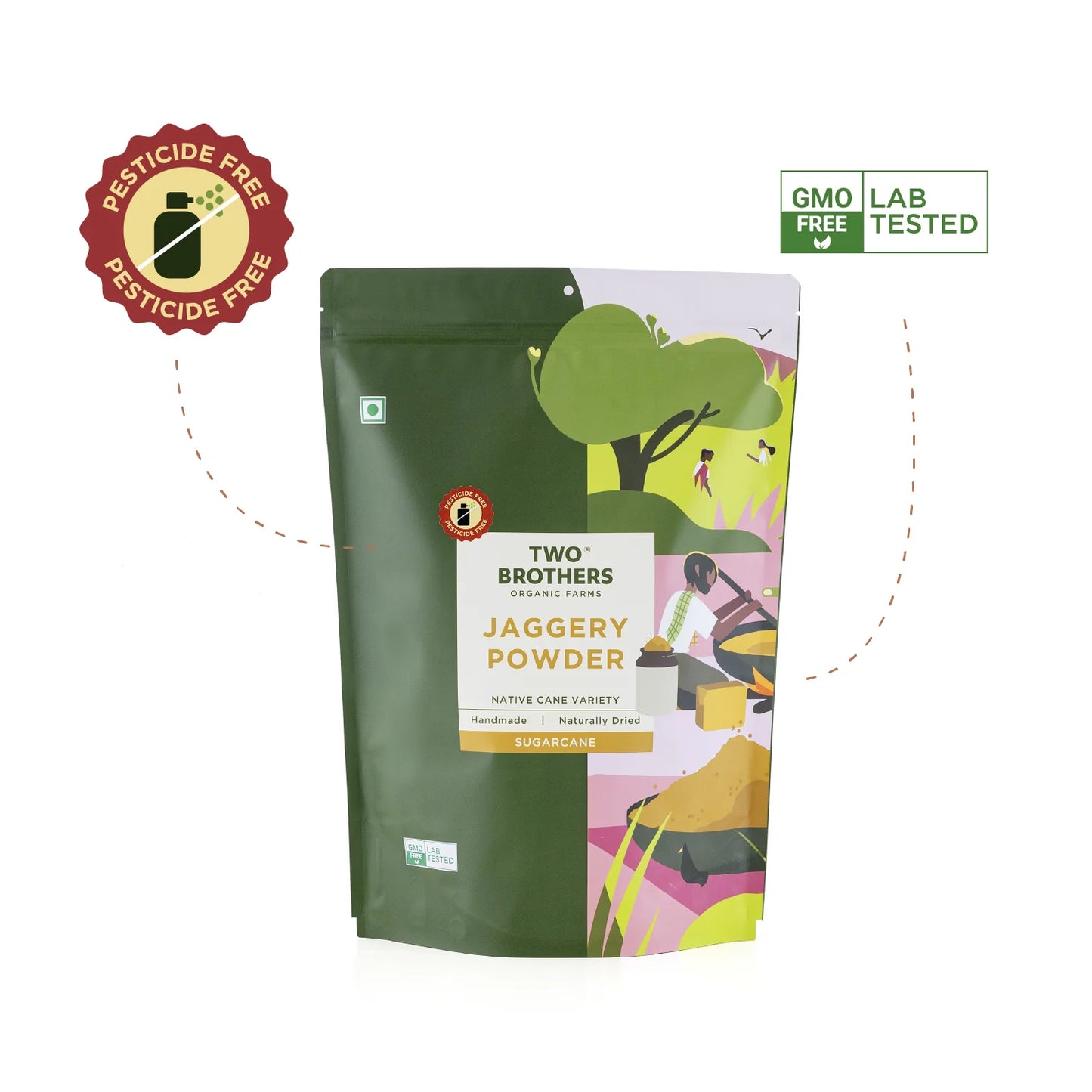 Two Brothers Organic Farms Sugarcane Jaggery Powder (2KG) Natural Sweetener