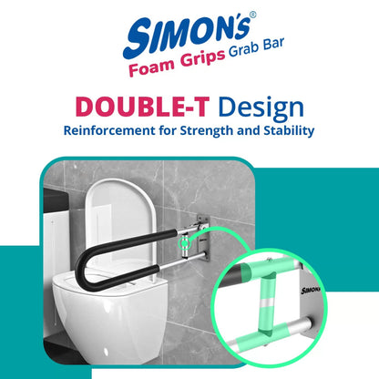 Simon’s FoamGrips Heavy-Duty Aluminum Folding Grab Bar for Elderly in Toilet – 60cm