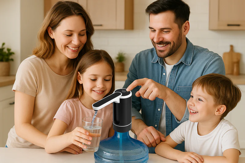 LA' FORTE Rechargeable Automatic Water Dispenser Pump with 1200mAh Battery - Fits Standard Water Bottles - One-Touch Operation | USB Charging (Color as per availability)