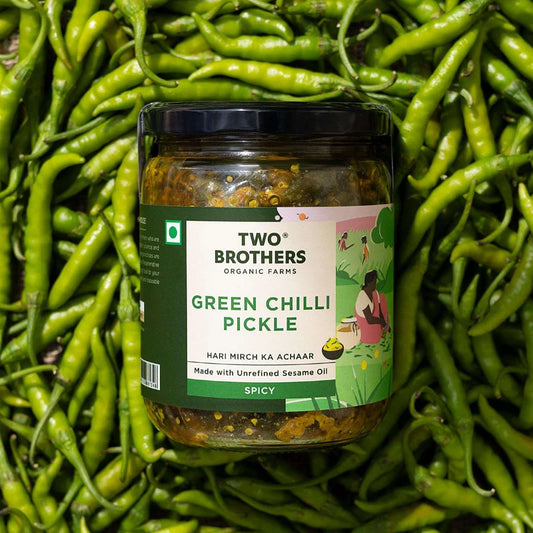 Two Brothers Organic Farms Spicy Green Chilly Pickle (500GM)
