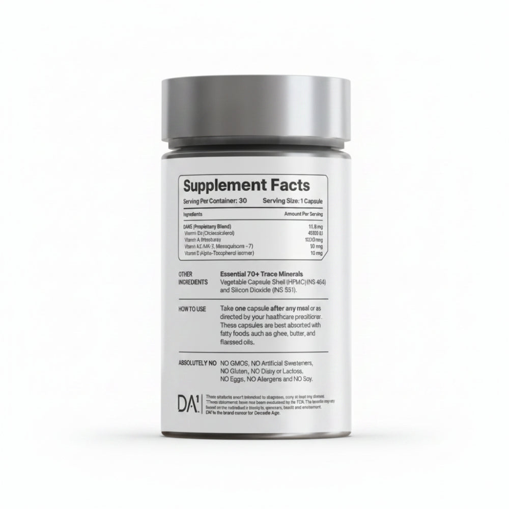 Decode Age DAKE® Supplement | Multivitamin Supplement | Supports Vision, Immunity, Bone, Heart and Skin Health | Vitamin D3, K2 (MK7), A & E | 30 Capsules, Vegan