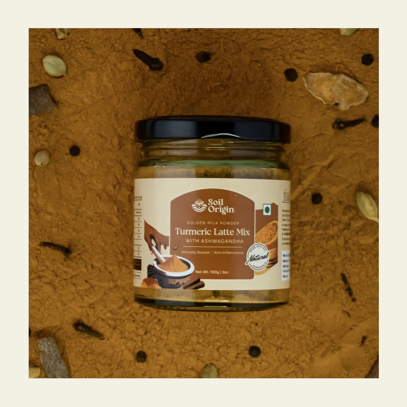 Soil Origin's Turmeric Latte Mix With Ashwagandha (Goldern Milk Powder) 100 GMS