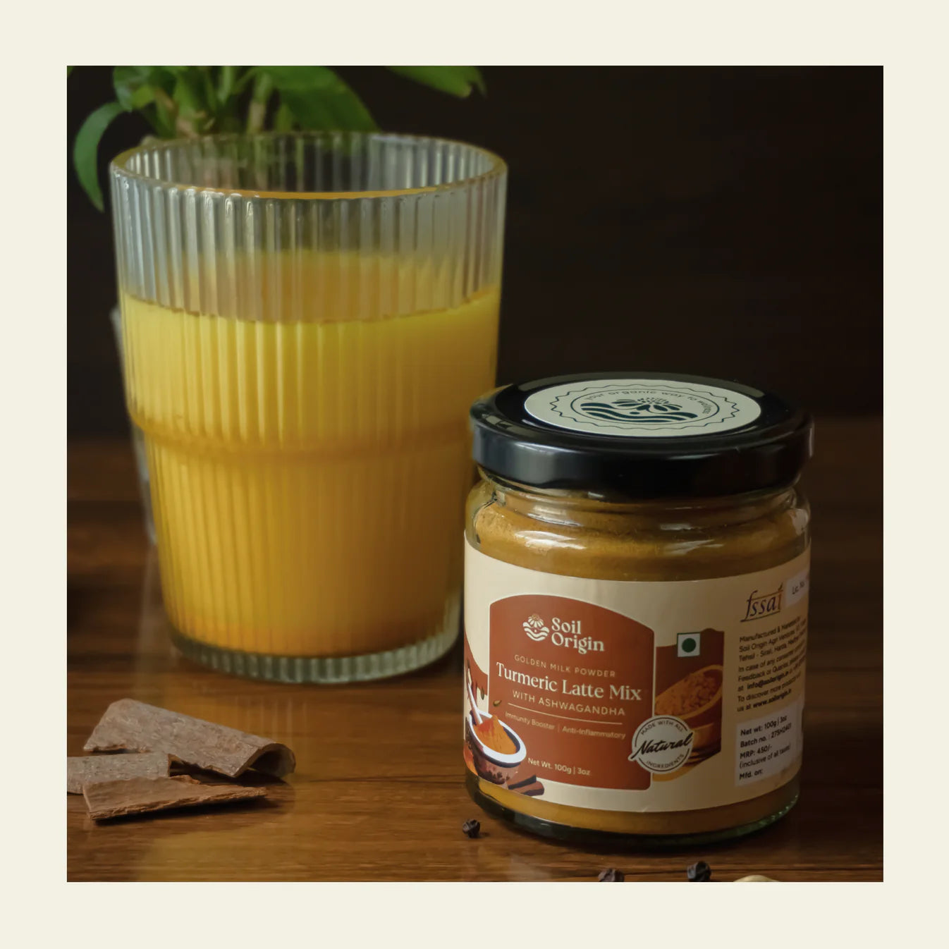 Soil Origin's Turmeric Latte Mix With Ashwagandha (Goldern Milk Powder) 100 GMS