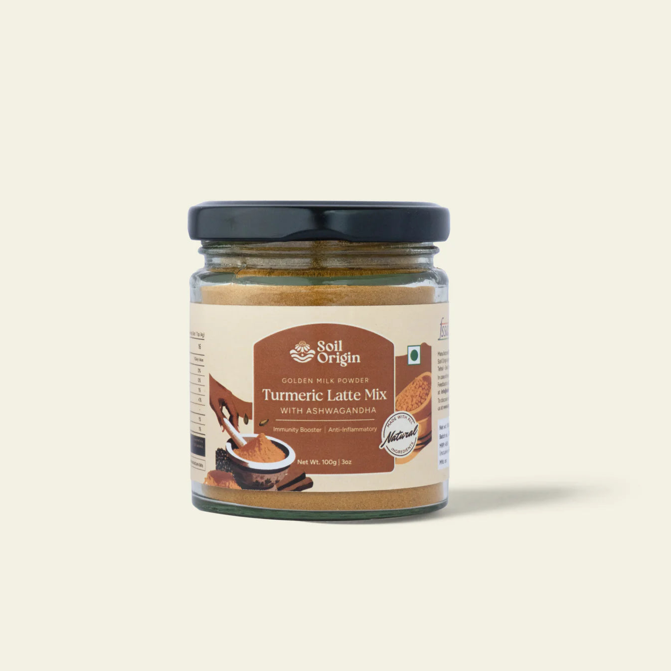 Soil Origin's Turmeric Latte Mix With Ashwagandha (Goldern Milk Powder) 100 GMS