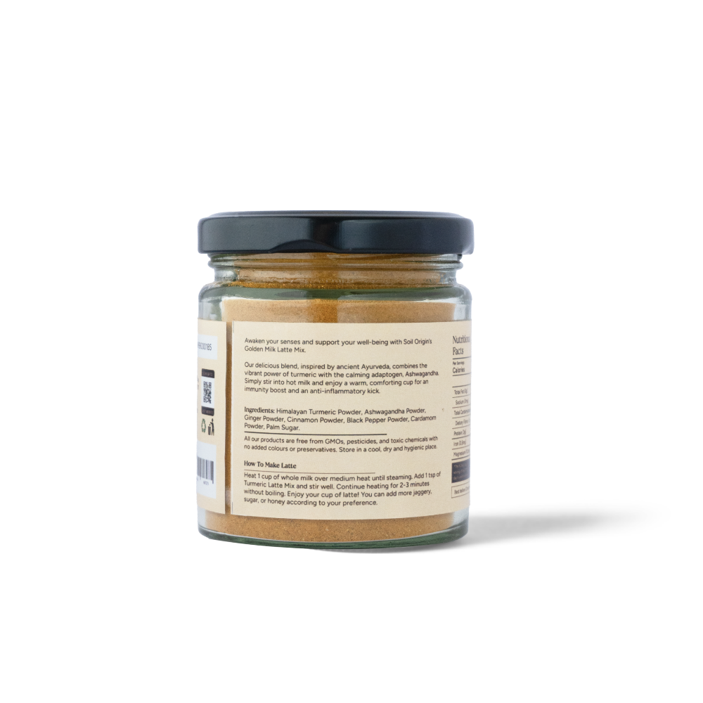Soil Origin Turmeric Latte Mix With Ashwagandha (Goldern Milk Powder)