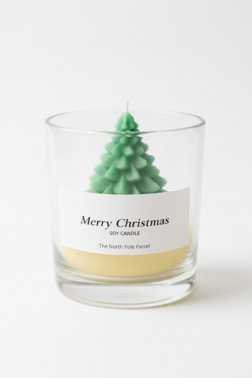 The North Pole Parcel Twilight Pine Candles in a Glass