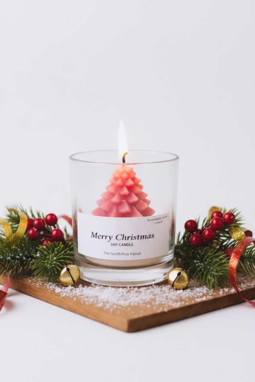 The North Pole Parcel Twilight Pine Candles in a Glass