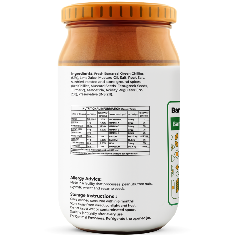 Trsna Banarasi Green Chilli Pickle - 350gms