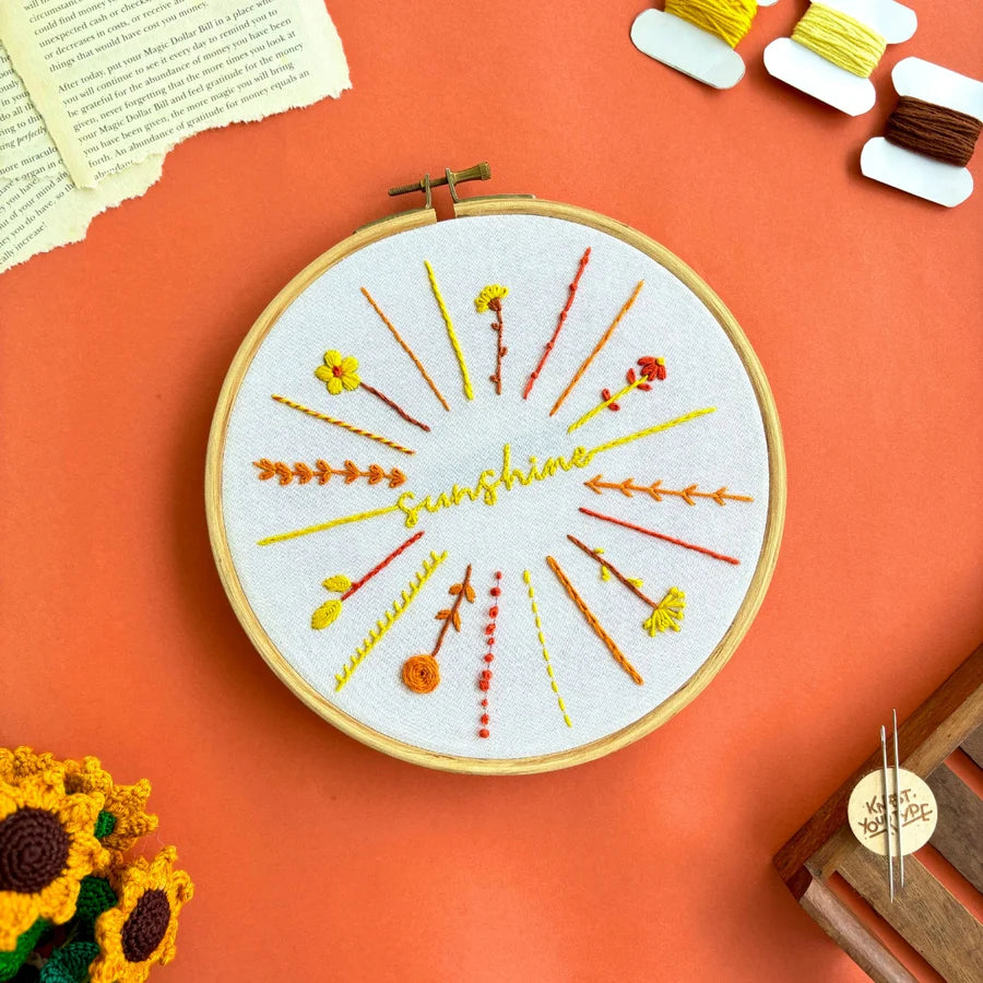 Beginner's Friendly Embroidery Stitches Learning Kit - Sunshine