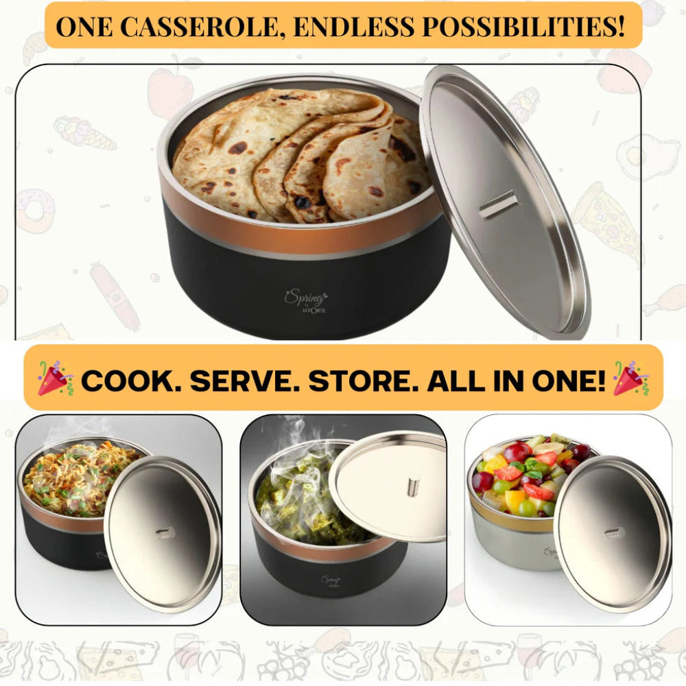 LA' FORTE Double Wall Stainless Steel Casserole with Lid