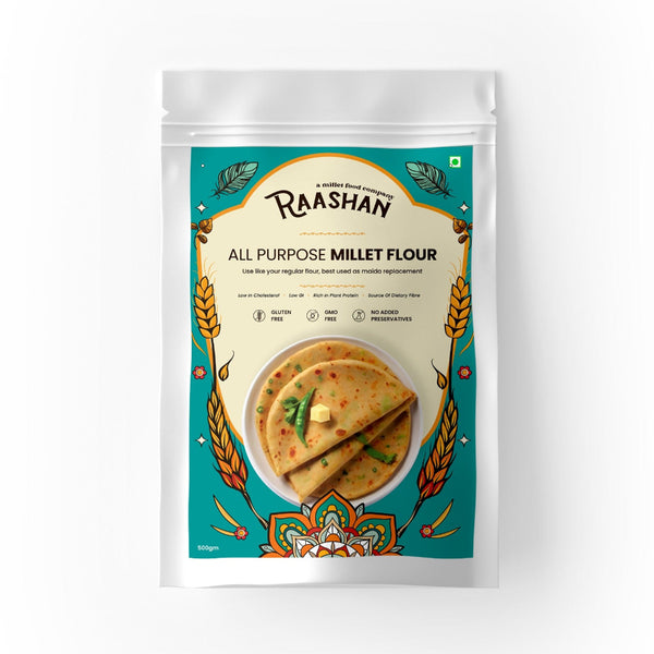 Raashan Pure Millet Flour | 100% Gluten free | Maida Replacement