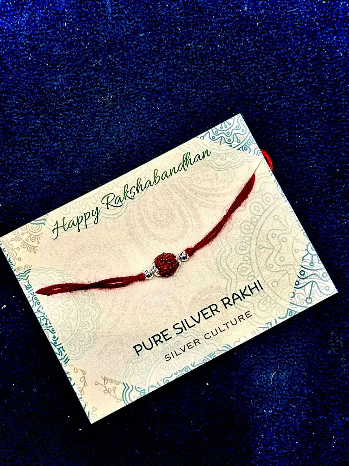 Rudraksha & Pure Silver Rakhi – Sacred, Timeless, Meaningful