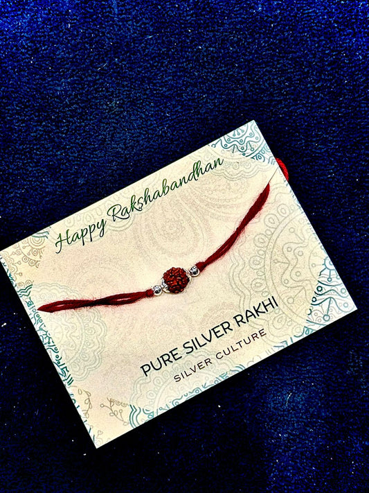 Rudraksha & Pure Silver Rakhi – Sacred, Timeless, Meaningful