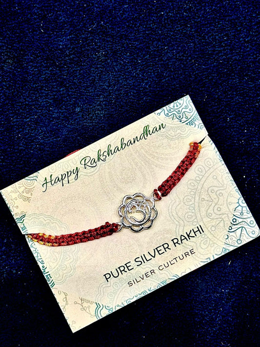 Om Pure Silver Rakhi – A Blessing of Peace & Protection
