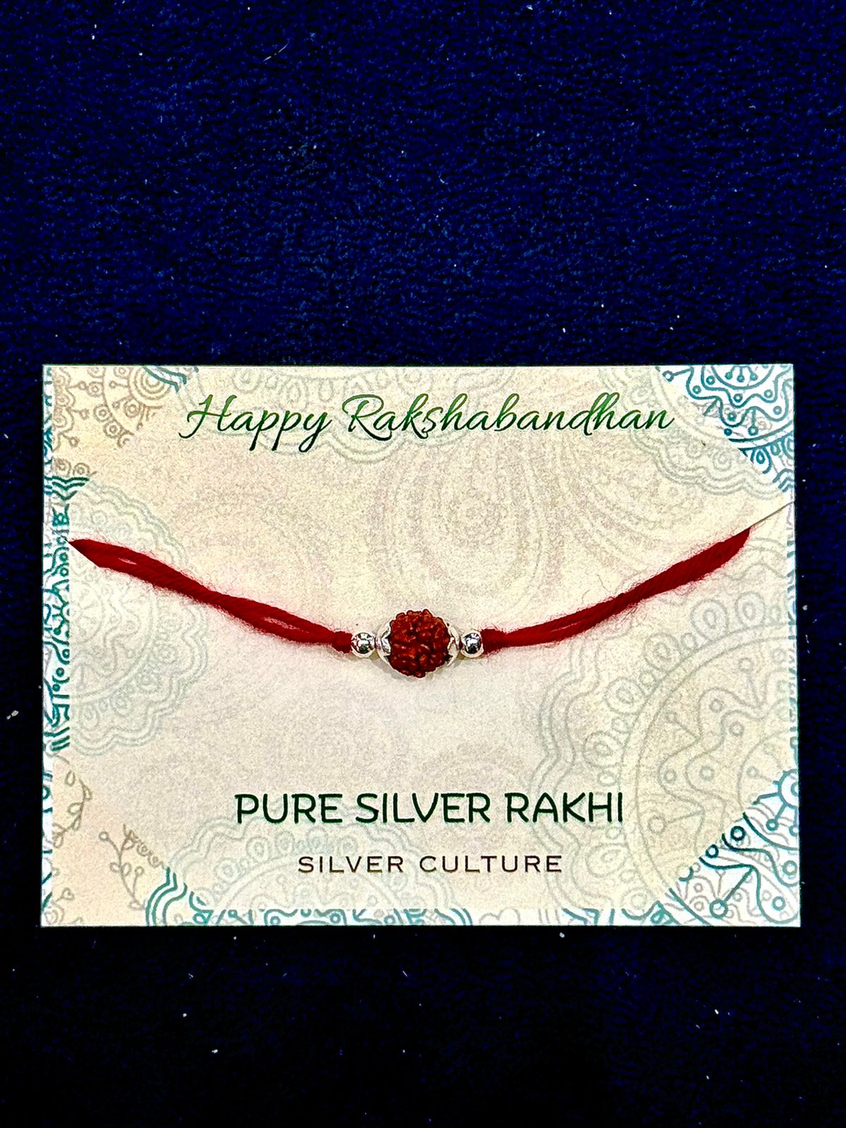 Rudraksha & Pure Silver Rakhi – Sacred, Timeless, Meaningful