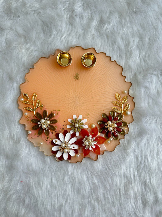 Handcrafted Sunset Bloom Resin Plate/Platter