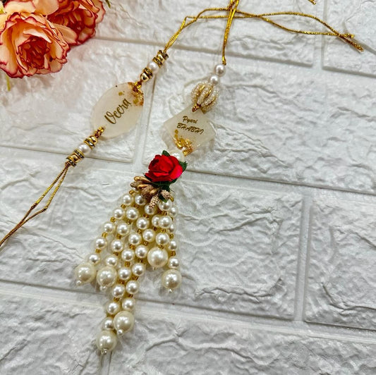 Personalised Pearl Bhaiya-Bhabhi Rakhi Set