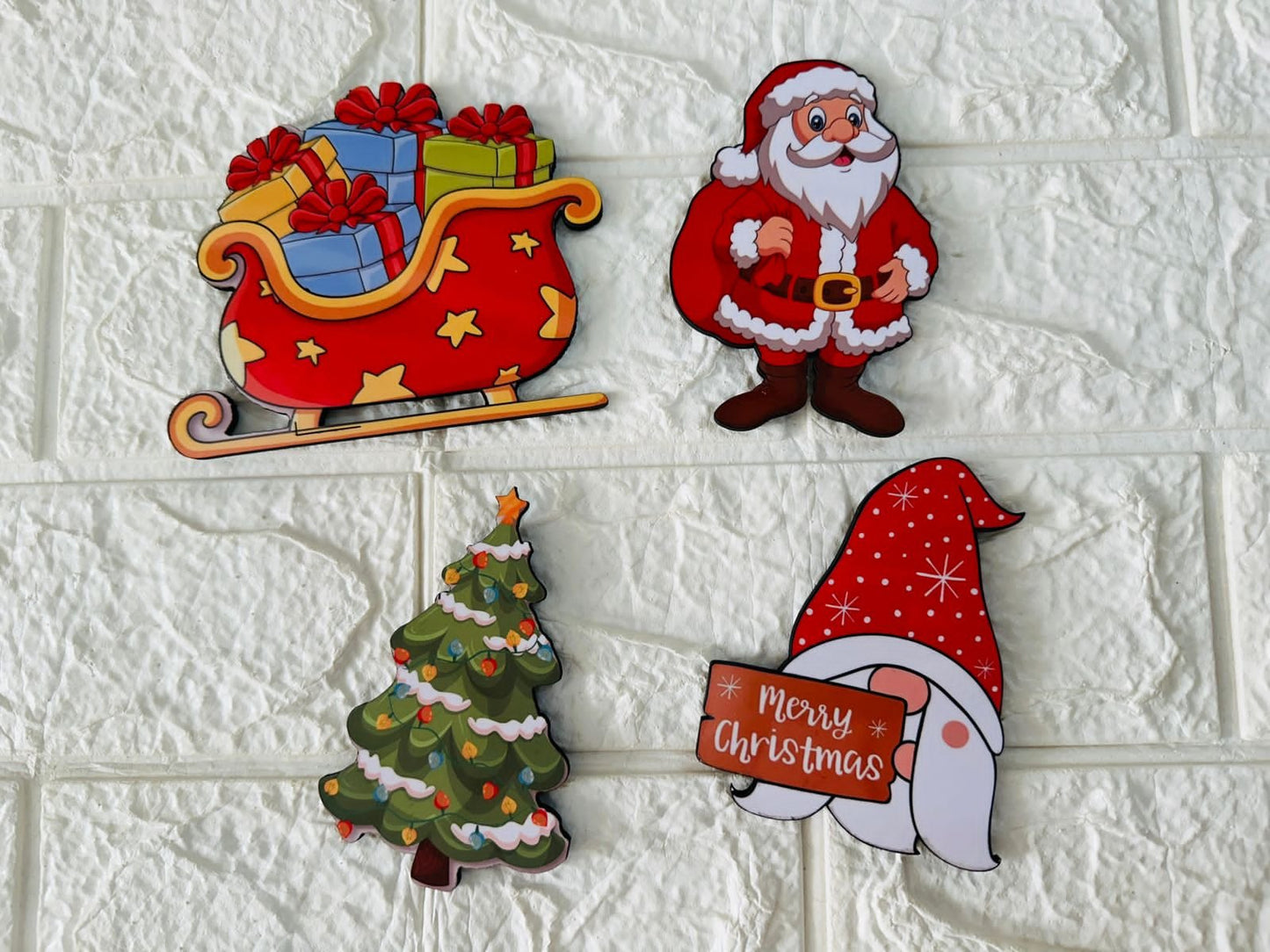 Christmas Theme Fridge Magnets - Set of 4