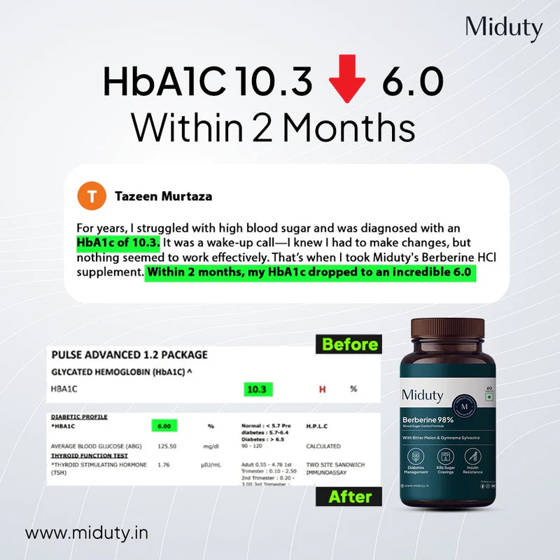 Miduty Berberine HCL 98% | Blood Sugar Control Supplement